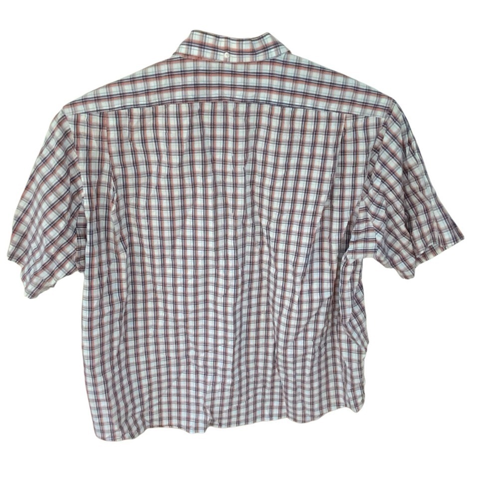 Duluth Trading Button Down Short Sleeve Shirt Mens 3XL Cotton Blue Plaid Pockets - Picture 4 of 8